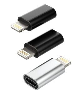3pack usb c female to lightning male adapter, fast charging, reliable, safety, premium material, 1 year warranty