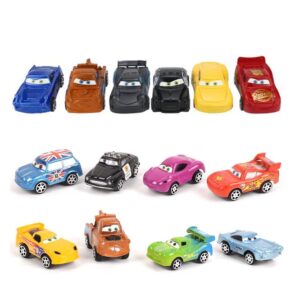 14 pcs miniature car figurines playset, mini racers car cake topper, mini car figures toy cupcake decorations for kid birthday baby shower party supplies