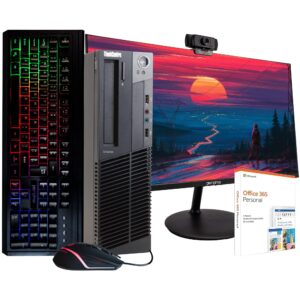 lenovo thinkcentre m92 business desktop pc - intel core i5-4570, 16gb ram, 500gb ssd, windows 10 pro, new 24-inch monitor, 1080p webcam, microsoft office 365, rgb keyboard and mouse (renewed)