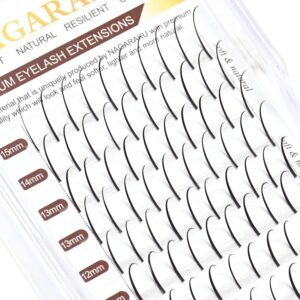 nagaraku spikes eyelash extensions wispy lash 0.07mm d curl 8-15mm mix tray premade fan matte black individual ellipse supplies spikes fans