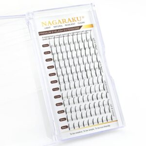 NAGARAKU Spikes Eyelash Extensions Wispy Lash 0.07mm D curl 8-15mm Mix Tray Premade Fan Matte Black Individual Ellipse Supplies Spikes Fans