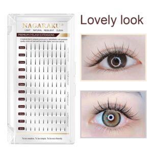 NAGARAKU Spikes Eyelash Extensions Wispy Lash 0.07mm D curl 8-15mm Mix Tray Premade Fan Matte Black Individual Ellipse Supplies Spikes Fans