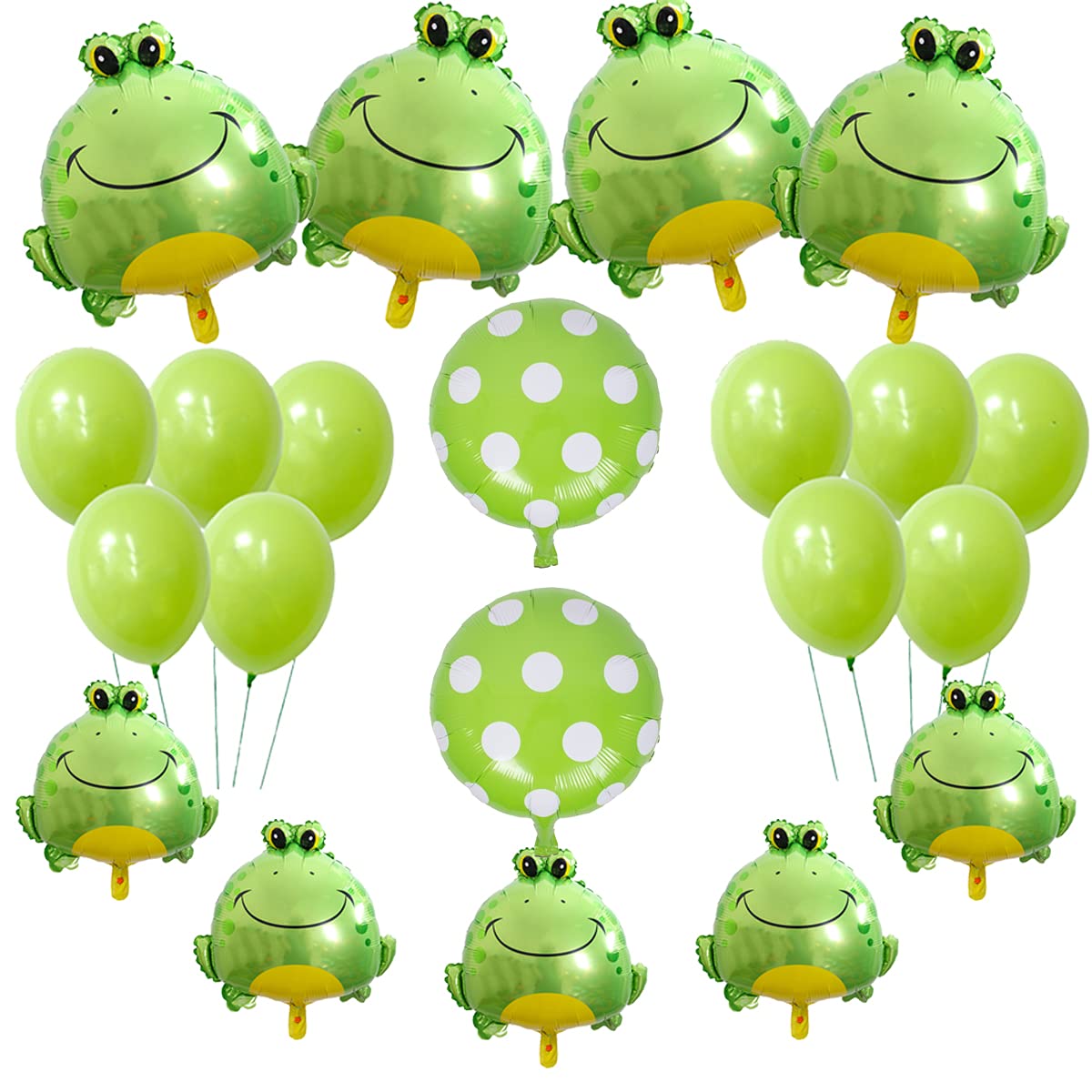 21 Pieces Frog Balloons Set 4 Big Green Frog Aluminum Foil Balloons And 5 Mini Green Frog Aluminum Foil Balloons Animal Themed Party Baby Shower School Party Supplies