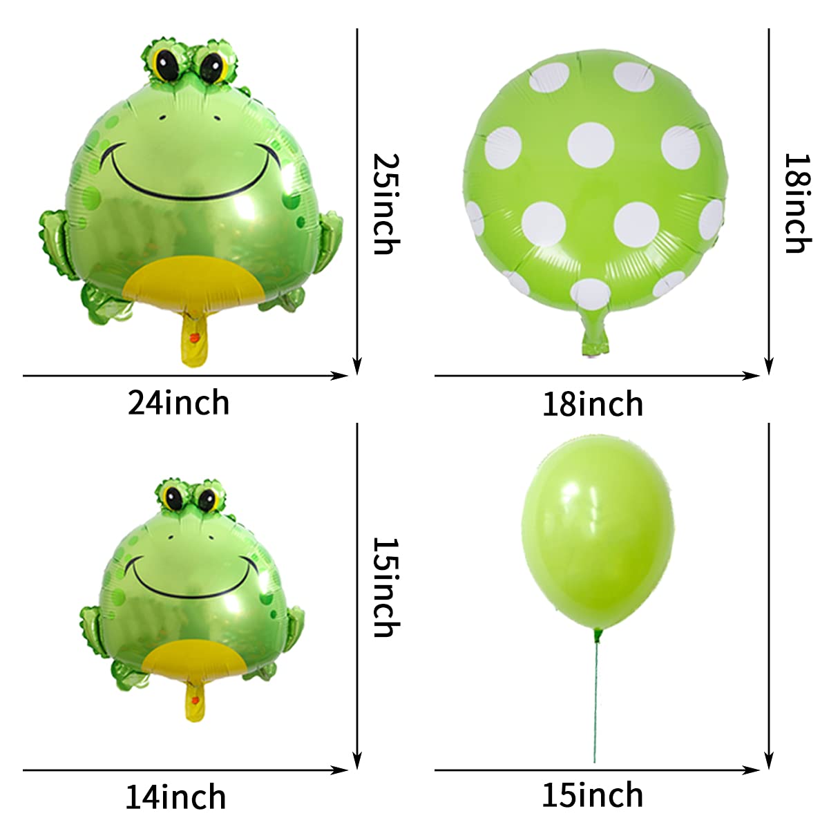 21 Pieces Frog Balloons Set 4 Big Green Frog Aluminum Foil Balloons And 5 Mini Green Frog Aluminum Foil Balloons Animal Themed Party Baby Shower School Party Supplies