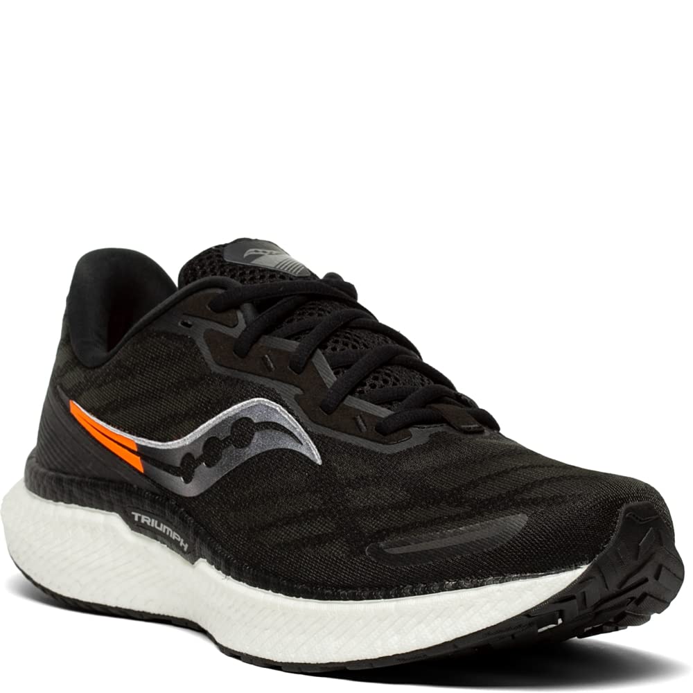 Saucony Men's Triumph 19 Running Shoe, Black/White, 12