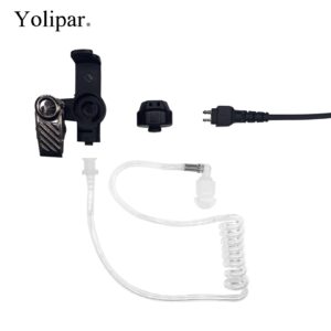 Yolipar TLK 100 1-Pin 2-Wire Earpiece Compatible with Motorola Radio SL300 SL3500e SL7550e SL7550 SL7580 with Mic Big PTT Tansparent Acoustic Tube Headset