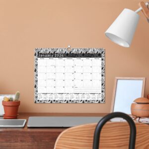 2023-2024 Monthly Spiral-Bound Wall/Desk Calendar - 16 Months Desktop/Wall Blotter Calendar/Planner - (Black&White Paisley - Edition #011)