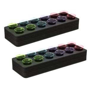 polar whale 2 shot glass holders organizer modern tray for home kitchen bar or club party durable black foam serving rack 14.5 inches each holds 12 shots