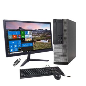 Dell OptiPlex 9020 Desktop Computer PC with Tecnii 20 Monitor(HDMI) (Intel Quad Core i5 up to 3.60 GHz, 16GB RAM, 256GB SSD, Keyboard, Mouse, USB WiFi, DP, USB 3.0, Windows 10 Pro 64-bit)(Renewed)