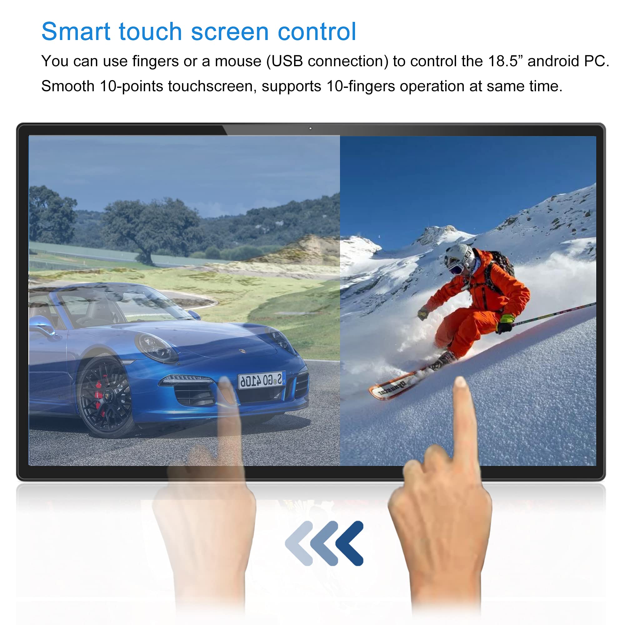 Wisepoch 18.5 inch Touch Screen Android All-in-one PC with 1366x768 HDMI WiFi Bluetooth LAN Camera for Learning Working Gaming Advertising (Six-core 4GB+32GB) (WEP-1850-IPC1)