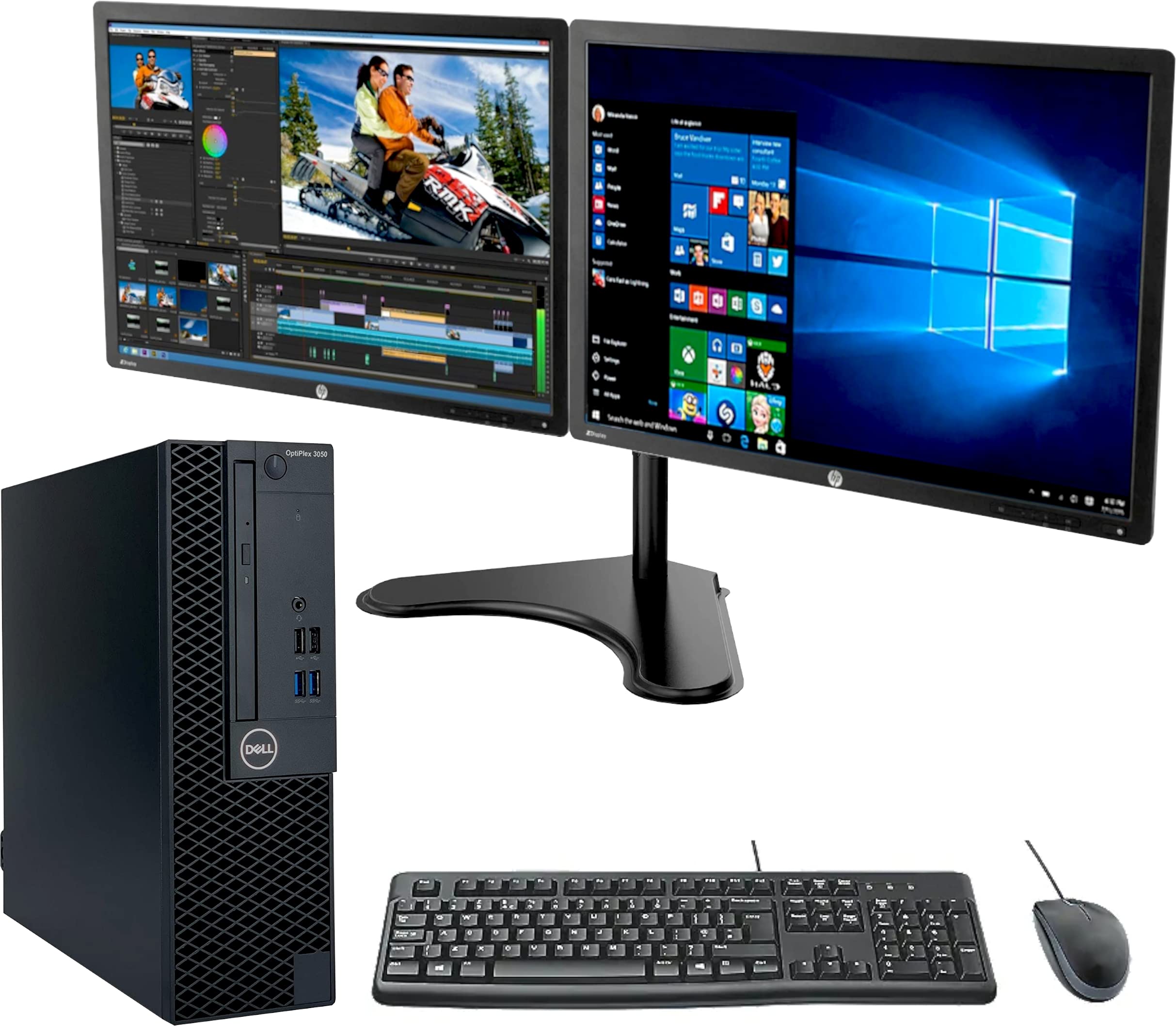 Dell OptiPlex 3050 SFF Computer System w/Dual 24” Monitors w/Stand, Intel i5-6500 up to 3.6GHz, 16GB RAM, 1TB NVMe M.2, Intel HD 530 Graphics, USB 3.1, USB WiFi, Win 10 Pro (Renewed)