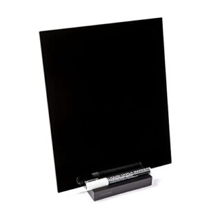 FRESH LOGIC Black Acrylic Dry Erase Board with Stand - 10"x12" Desk Whiteboard with Marker - Black Board Chalk Board to Do List Small White Board Erasable - Blackboard for Home Office School