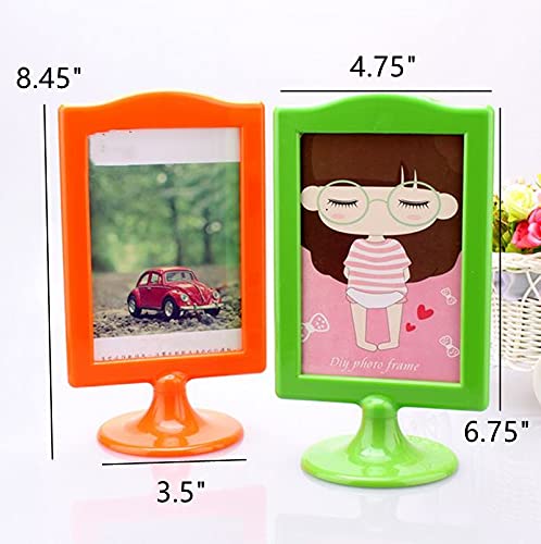4 Pack Self Standing Photo,Picture Frame Set,Vertical Mount Sign Holders 4x6", Double Sided Tabletop Display,Each Frame Holds 2 Pictures,School,Wedding Party Table Numbers Holder More Colors(Red)