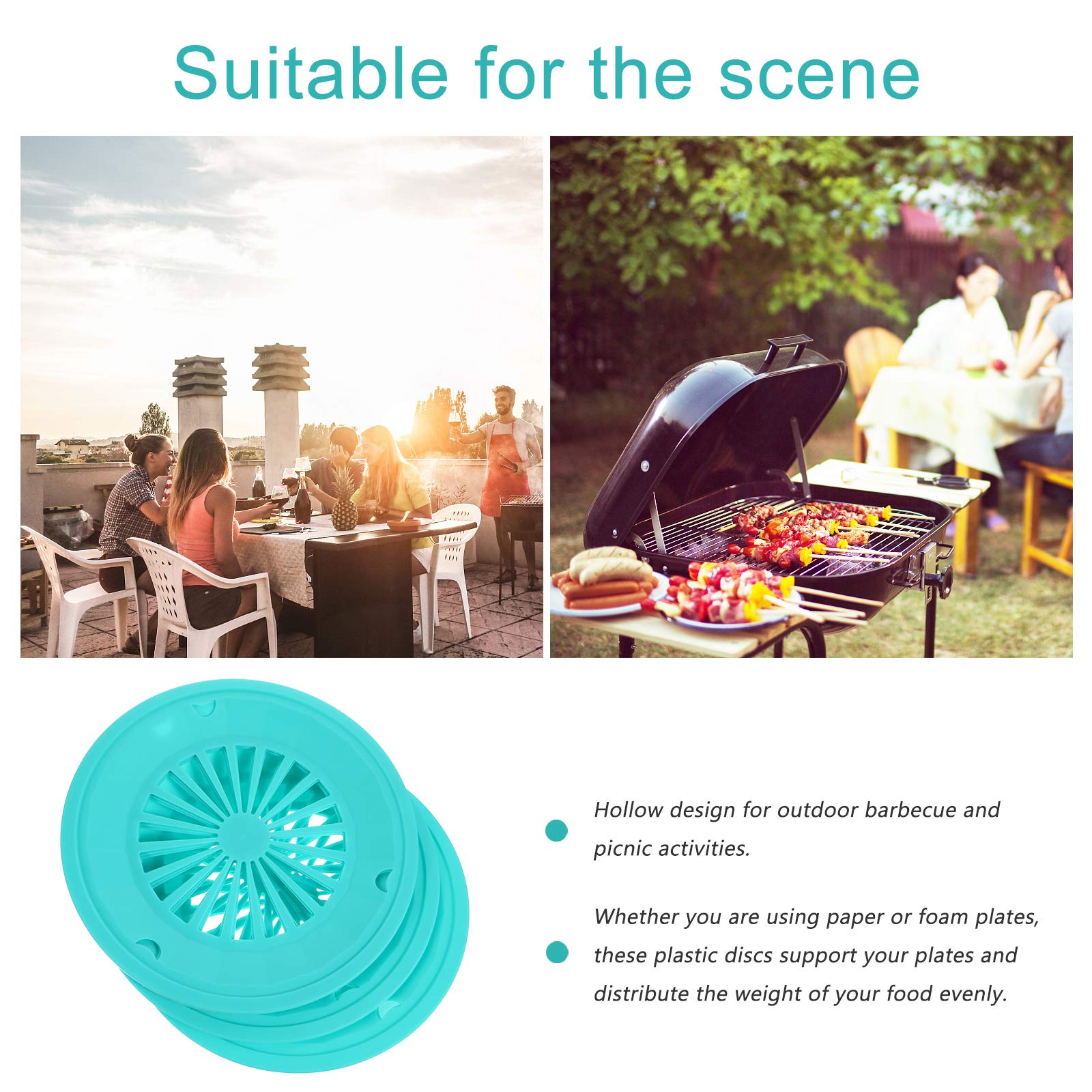DOITOOL Grill Pan 10Pcs Paper Plate Holder Plastic Dinner Plates Reusable Barbecue Trays