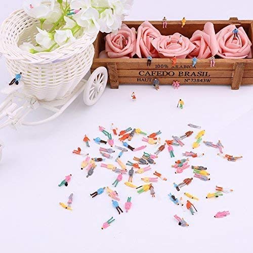 N/C 100 Pcs 1:100 HO Scale Models People Set, Hsxxf Tiny People Model People Hand Painted Figures DIY Resin Colorful Painted Mixed Seated Sitting Pose (1:100)