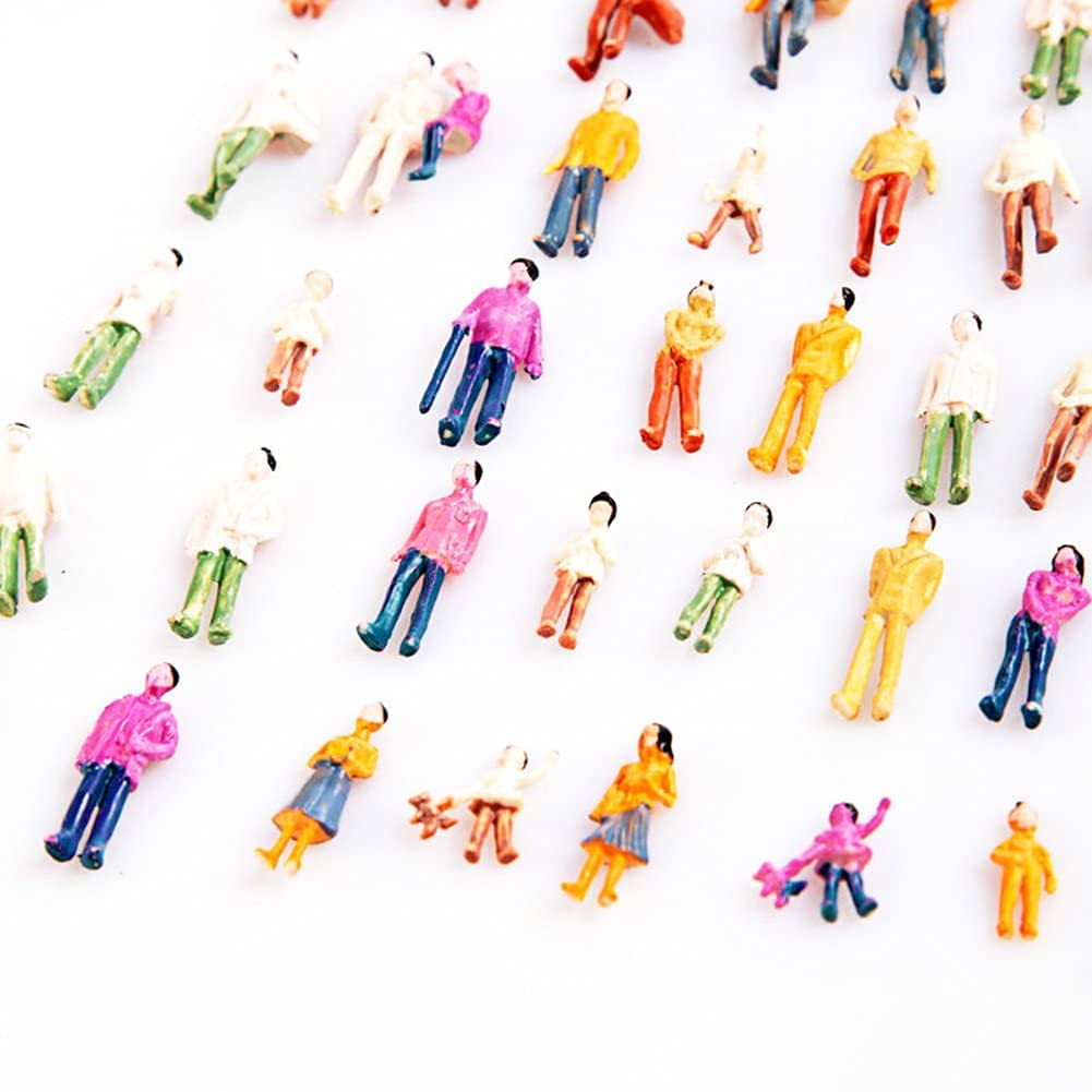 N/C 100 Pcs 1:100 HO Scale Models People Set, Hsxxf Tiny People Model People Hand Painted Figures DIY Resin Colorful Painted Mixed Seated Sitting Pose (1:100)