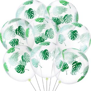80 pieces palm leaves balloons jungle safari theme balloons hawaiian party balloons 12 inch clear latex balloons for birthday jungle tropical party baby shower decoration