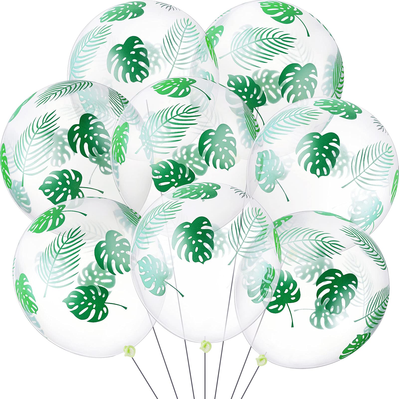 80 Pieces Palm Leaves Balloons Jungle Safari Theme Balloons Hawaiian Party Balloons 12 Inch Clear Latex Balloons for Birthday Jungle Tropical Party Baby Shower Decoration