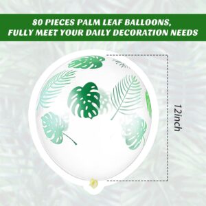 80 Pieces Palm Leaves Balloons Jungle Safari Theme Balloons Hawaiian Party Balloons 12 Inch Clear Latex Balloons for Birthday Jungle Tropical Party Baby Shower Decoration