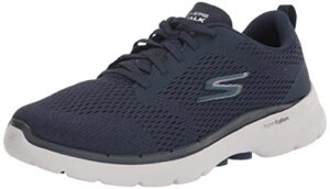 skechers women's go walk 6-bold vision sneaker, navy/white, 6