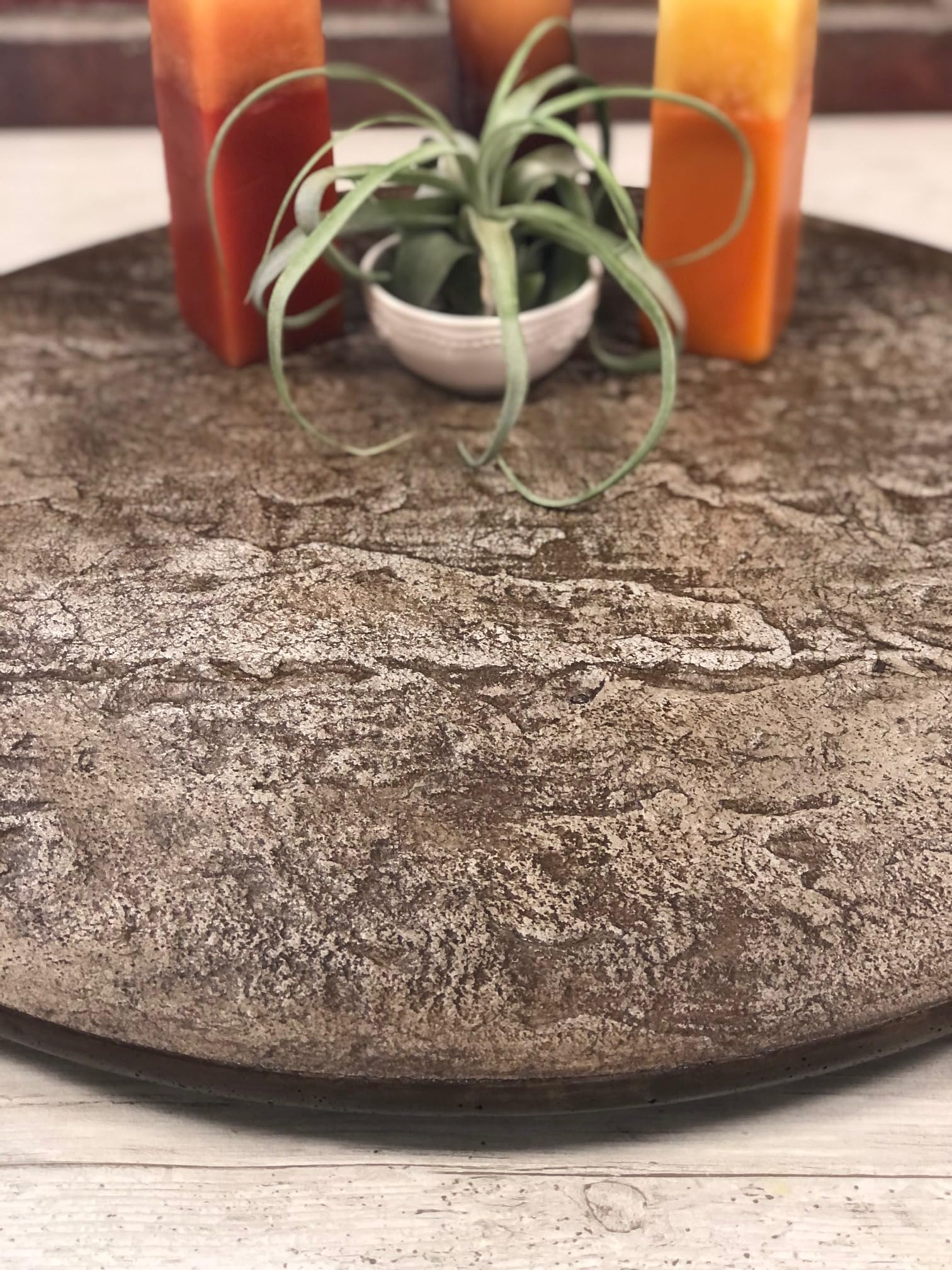 Concrete Cement Lazy Susan Unique, Hand Crafted, Gray, Turntable, 360 Degree Swivel, Made in The USA, Home Decor by Concrete Resurrection (Mocha 21-1/2" Diameter)