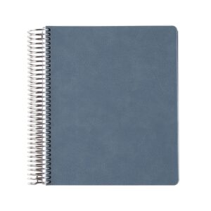 undated weekly planner 7" x 9" coiled 12 months - focused edition | slate blue vegan leather cover, 80lb mohawk paper | 160 pgs w/ 2-page monthly calendar spreads, by erin condren
