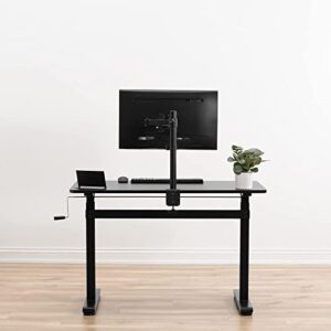 VIVO Height Adjustable 43 x 24 inch Standing Desk, Hand Crank Sit Stand Home Office Workstation with Frame and Solid One-Piece Table Top, Black, DESK-M43TB