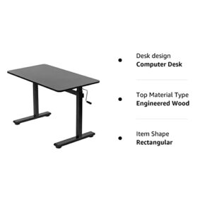 VIVO Height Adjustable 43 x 24 inch Standing Desk, Hand Crank Sit Stand Home Office Workstation with Frame and Solid One-Piece Table Top, Black, DESK-M43TB