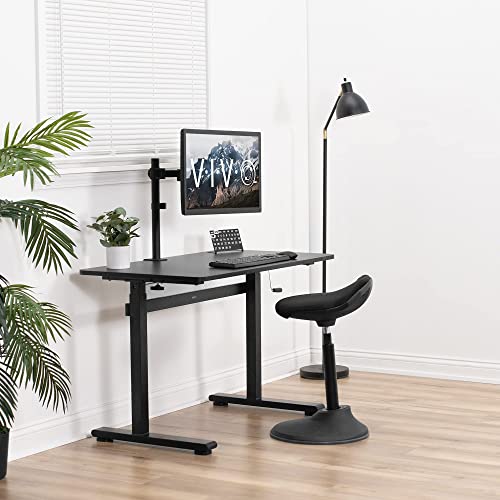 VIVO Height Adjustable 43 x 24 inch Standing Desk, Hand Crank Sit Stand Home Office Workstation with Frame and Solid One-Piece Table Top, Black, DESK-M43TB