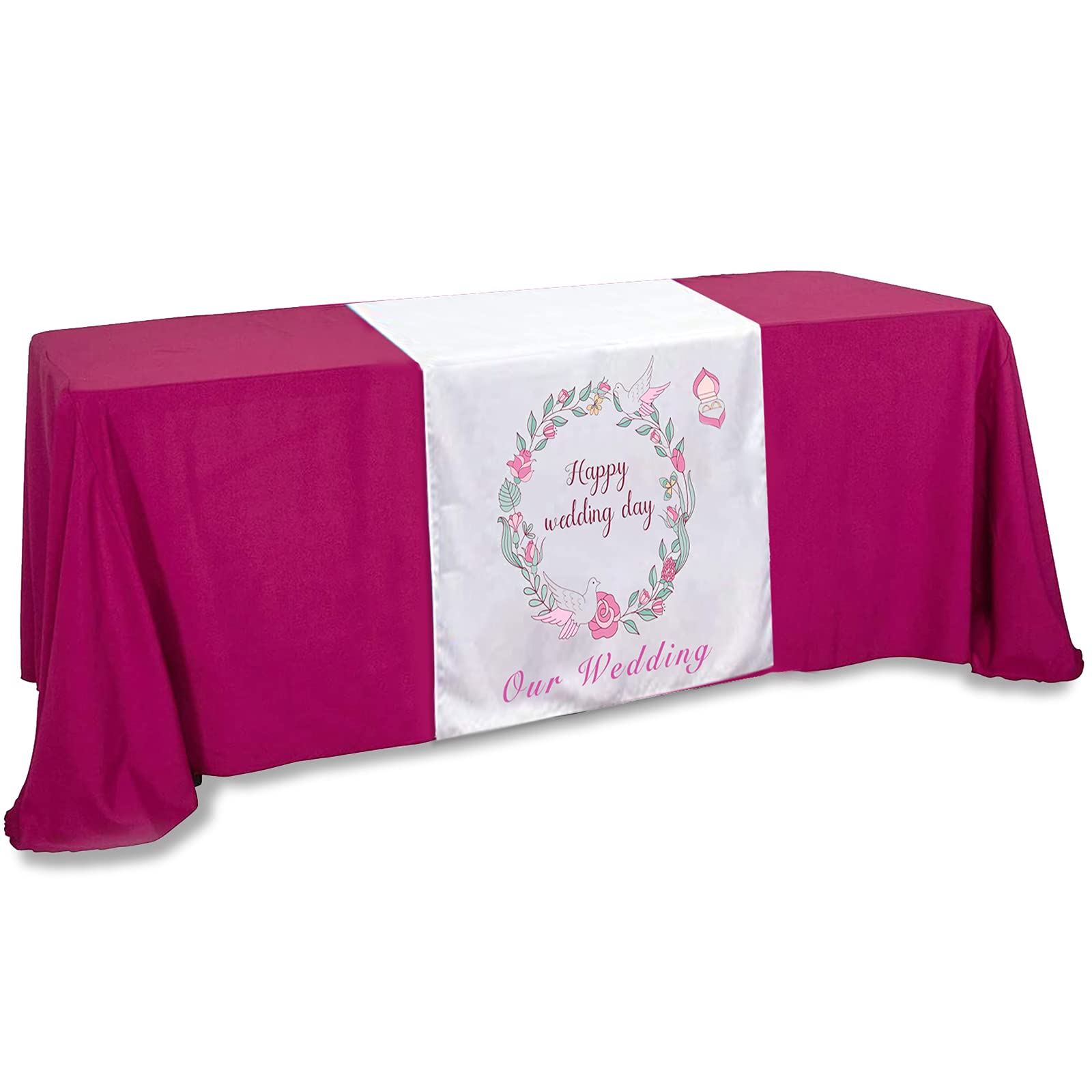 Custom Table Runner 36"x72"with Business Logo or Your Text Personalized Tablecloth Runners Customize with Logo for Birthday Wedding Anniversary Tradeshow Events…