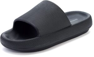 bronax unisex house slides for women and men size 9 indoor pillow slippers sandals sandles for female comfy cushioning thick sole 40-41 black