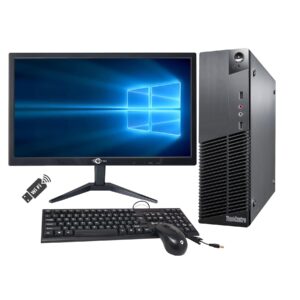 lenovo thinkcentre m93p high performance desktop pc with 20" inch monitor(hdmi) intel quad core i5 4570 up to 3.60 ghz, 8gb ram, 256gb ssd, kb, mouse, wifi, usb 3.0 windows 10 home 64-bit(renewed)