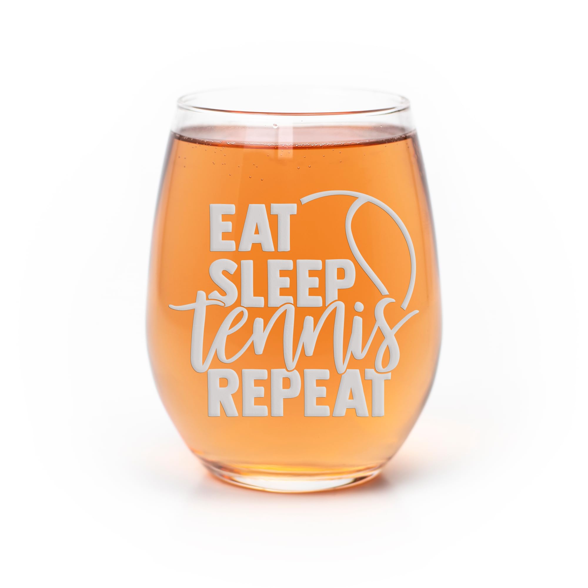 Eat Sleep Tennis Repeat Stemless Wine Glass - Tennis Gift, Love Tennis Gift, Tennis Player Gift, Tennis Wine Glass, Love Tennis Wine Glass