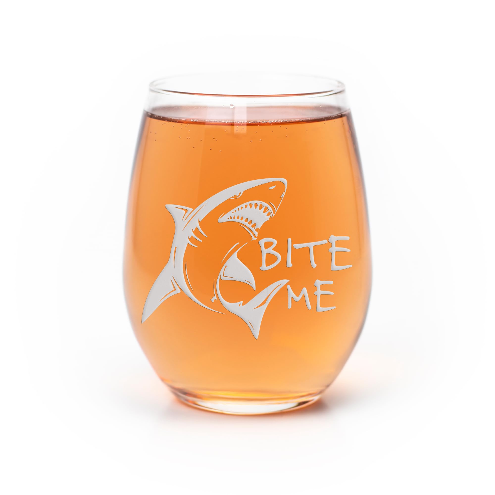 Bite Me Shark Week Stemless Wine Glass - Shark Week Gift, Shark Week Glass, Shark Glass, Wine Glass, Wine Gift