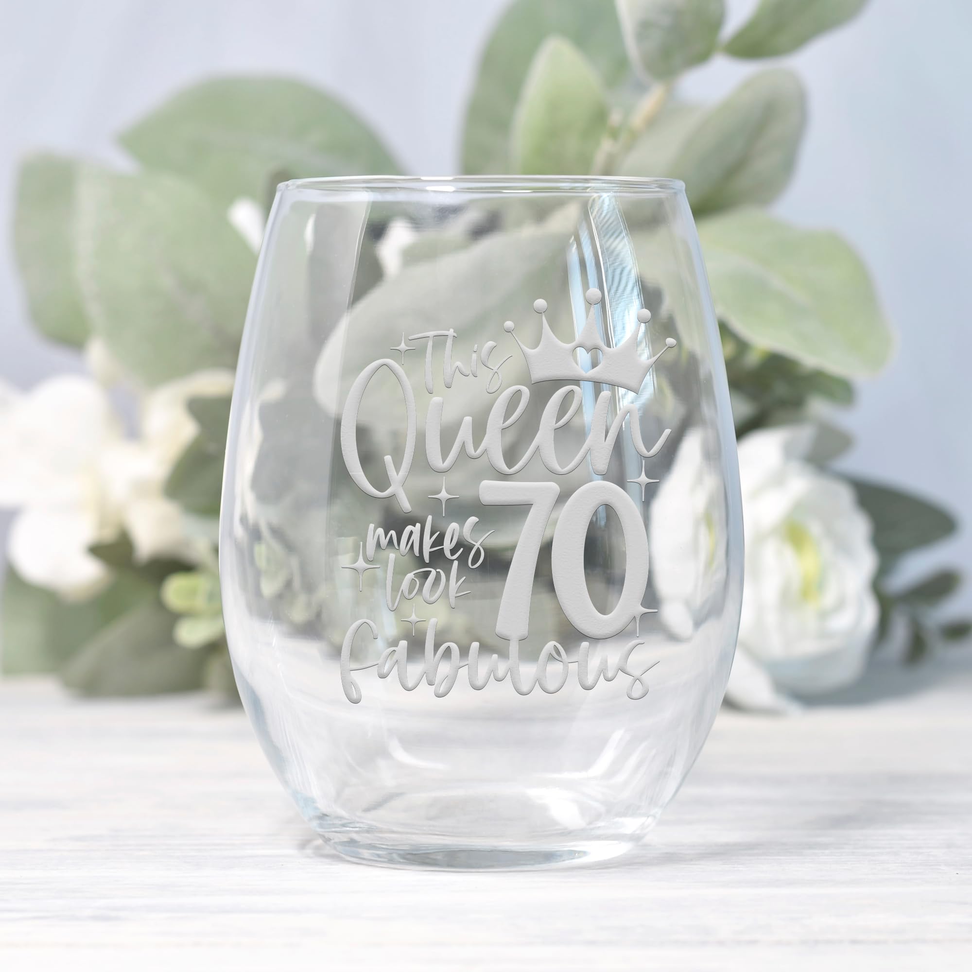 This Queen Makes 70 Look Fabulous Stemless Wine Glass - 70th Birthday Gift, 70 Birthday Gift, Grandma Birthday Gift