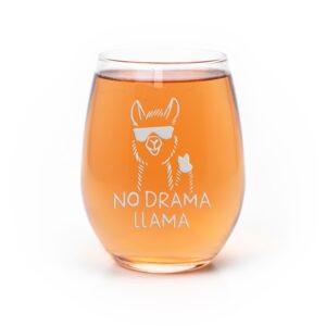 no drama llama stemless wine glass - funny wine glass, wine glass jokes, llama gift