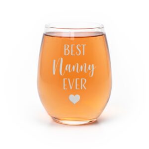 best nanny ever heart stemless wine glass - nanny gift, nanny glass, babysitter gift