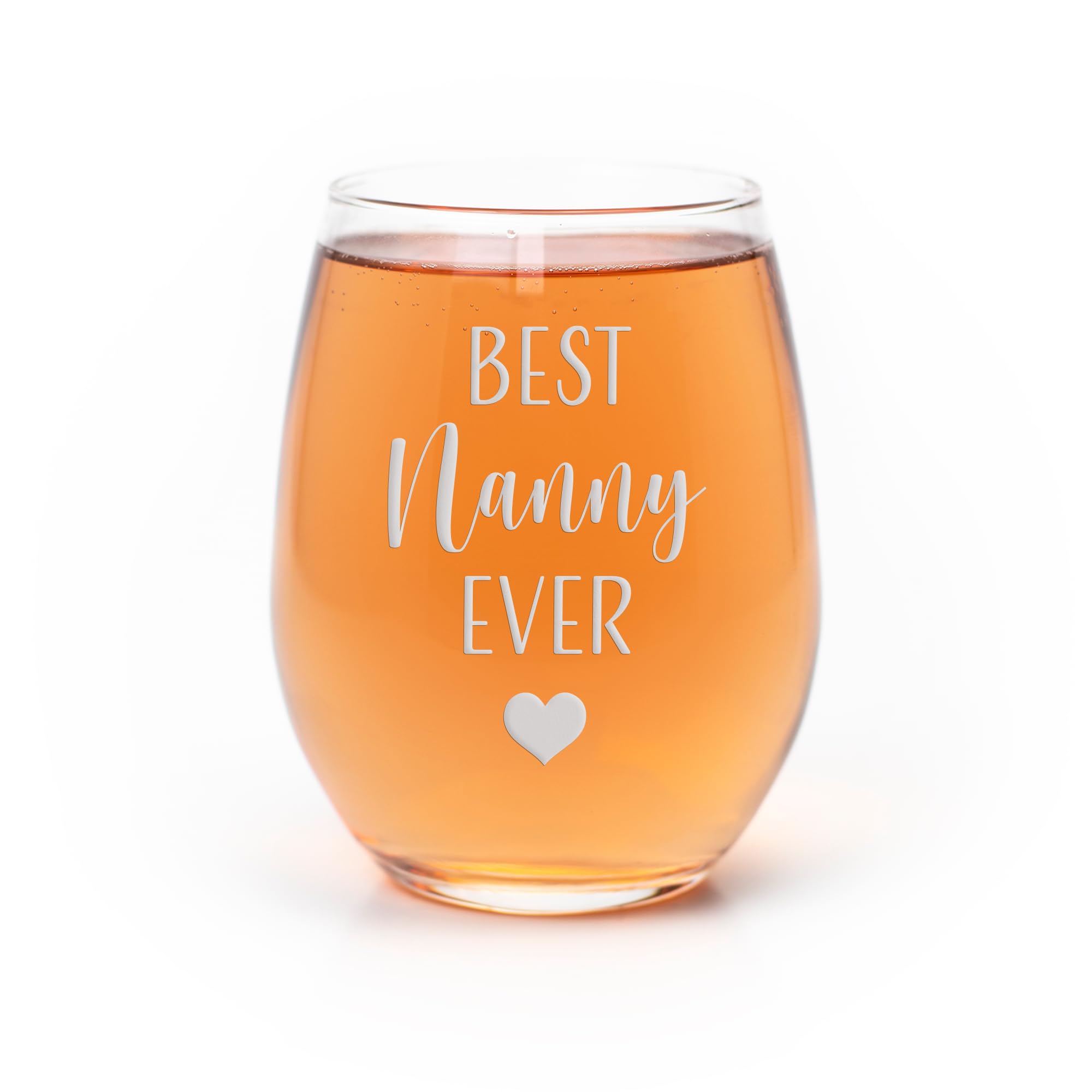 Best Nanny Ever Heart Stemless Wine Glass - Nanny Gift, Nanny Glass, Babysitter Gift