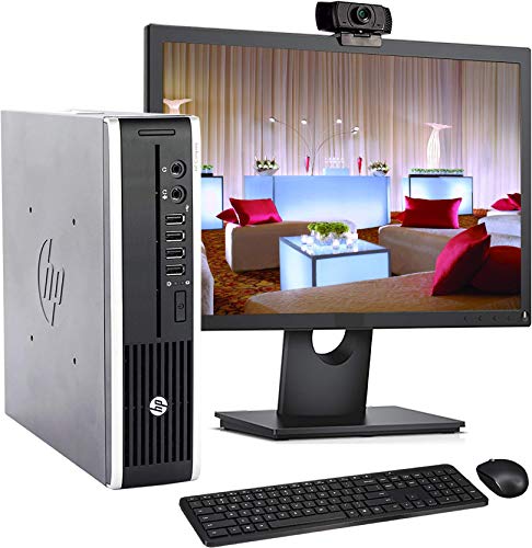 HP 8300 USFF Computer Desktop PC, Intel Core i7 3.4GHz Processor, 8GB Ram, 120GB Solid Drive, WiFi | Bluetooth, 1080p Webcam, Wireless Keyboard & Mouse, 19 Inch Monitor, Windows 10 (Renewed)