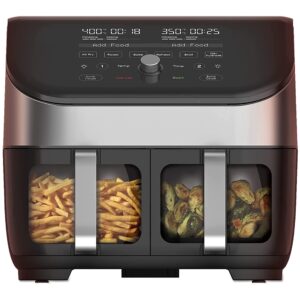 instant vortex plus xl 8qt clearcook air fryer, clear windows & custom program options, 8-in-1 functions that crisps, broils, roasts, dehydrates, bakes, reheats, from the makers of instant pot, black