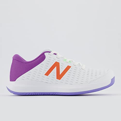 New Balance Women's 696 V4 Hard Court Tennis Shoe, White/Mystic Purple, 12