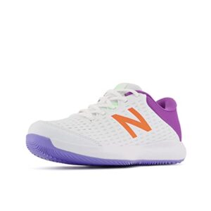 New Balance Women's 696 V4 Hard Court Tennis Shoe, White/Mystic Purple, 12