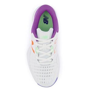 New Balance Women's 696 V4 Hard Court Tennis Shoe, White/Mystic Purple, 12