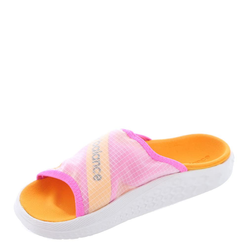 New Balance Women's 360 V1 Slip-On Sandal, White/Vibrant Pink/Vibrant Apricot, 8