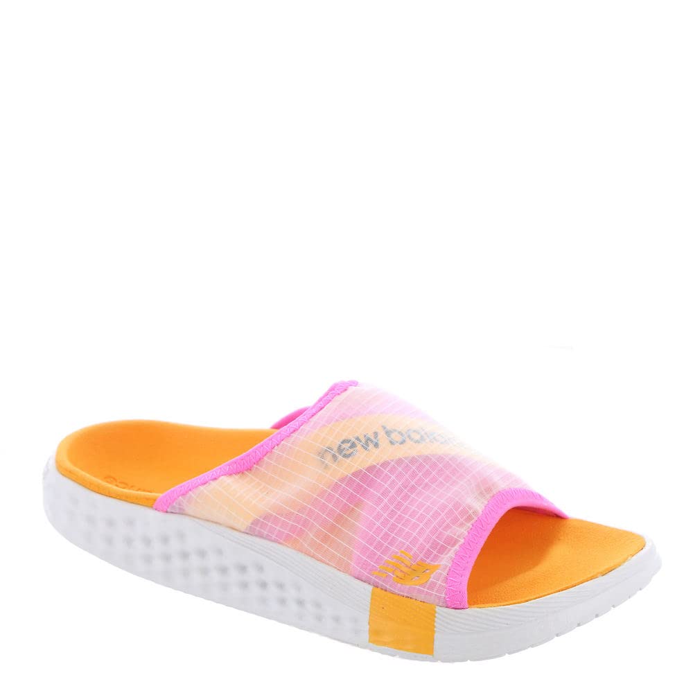 New Balance Women's 360 V1 Slip-On Sandal, White/Vibrant Pink/Vibrant Apricot, 8