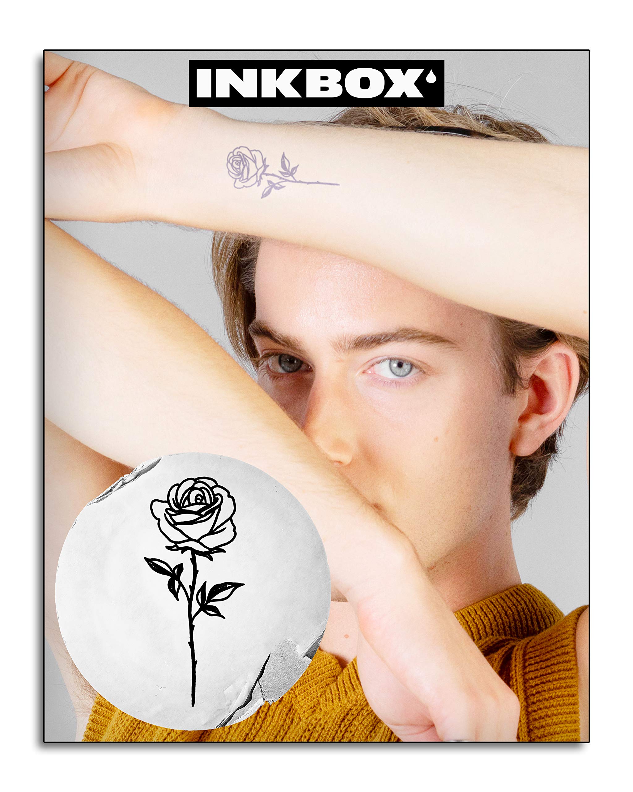 Inkbox Temporary Tattoos Bundle, Long Lasting Temporary Tattoo, Includes Maybe Just One and Make Love with ForNow ink Waterproof, Lasts 1-2 Weeks, Rose and Heart Tattoos