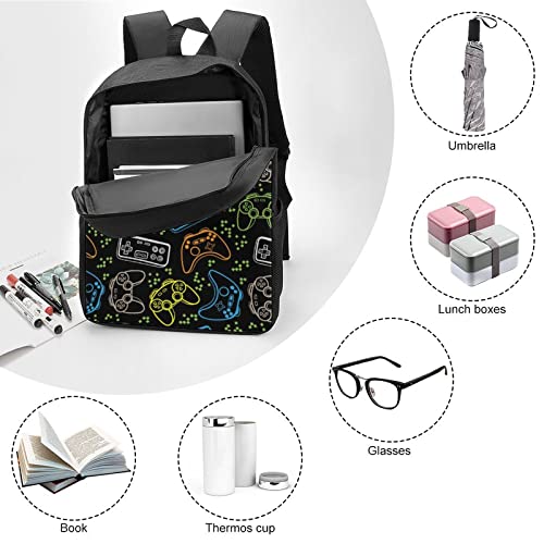 Aeoiba Colorful Video Game Laptop Computer Backpack, Multi-functional School Hiking Work Daypacks Waterproof Business Computer Backpack Bag Fit 15.6 Laptop and Notebook