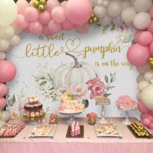 Avezano Pumpkin Baby Shower Backdrop 8x6ft Pink Floral Fall Pumpkin Baby Shower Party Decorations Banner Autumn Little Pumpkin is on The Way Background Photoshoot Booth Studio Props