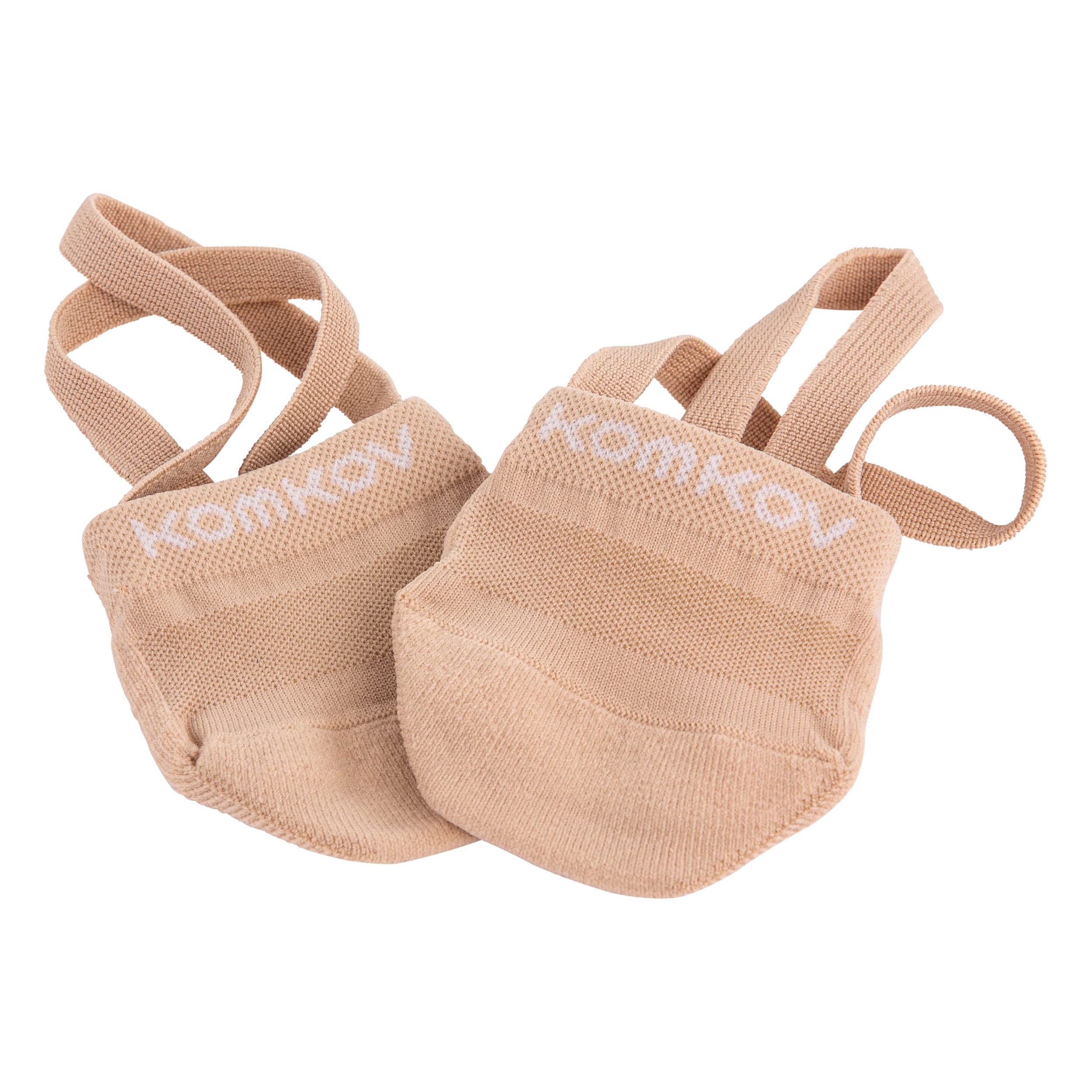 KOMKOV Half Shoe Socks - For Rhythmic Gymnastics, Dance, & Ballet - Comfortable Cotton & Nylon Material (large), Beige