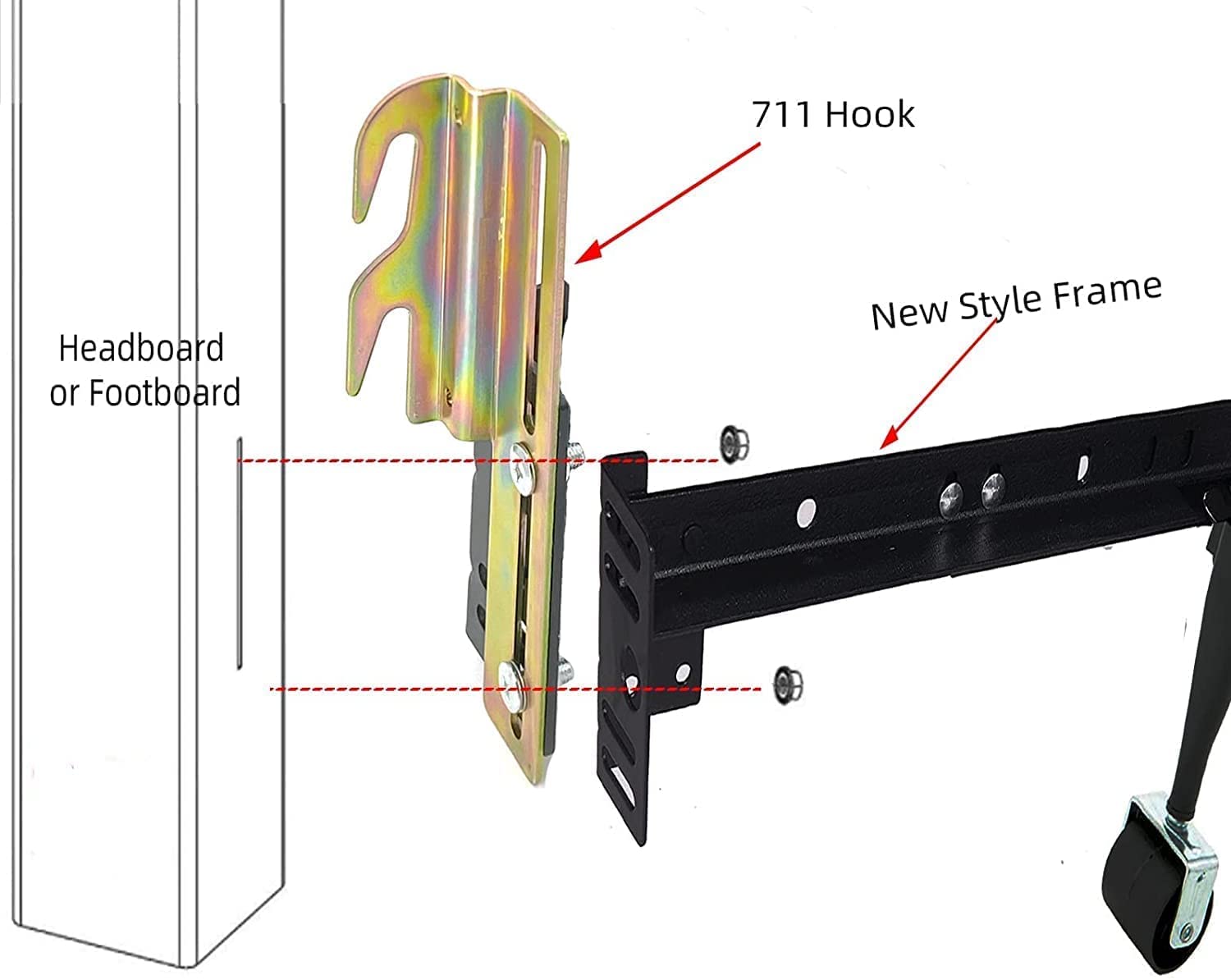 2Pcs 711 Bolt on to Hook on Bed Frame Conversion Brackets with Hardware Hook, Headboard Hook Set,Hook on Bed Frame Brackets Adapter,Hook on Bed Rail